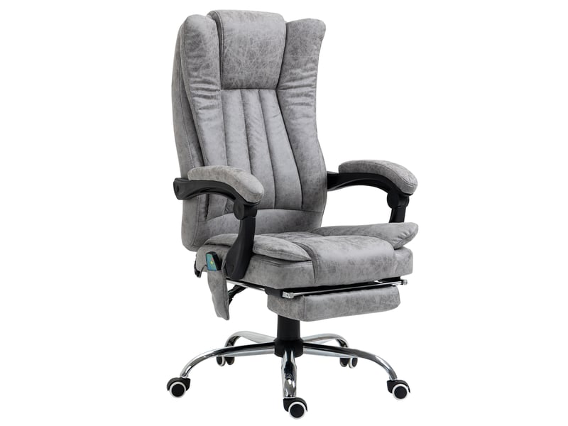  Fauteuil de bureau massant et chauffant, chaise de bureau, simili cuir, 62x67x120cm, gris  - Conforama A