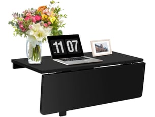 Costway table pliante cuisine table rabattable murale-double plateaux pliable 80×60cm(l x l) pour entrée bureau cuisine-noir
