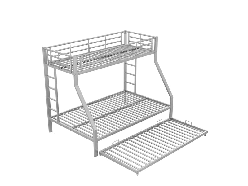  Lit superposé 90140x200 cm avec lit gigogne coloris argent  - Conforama E