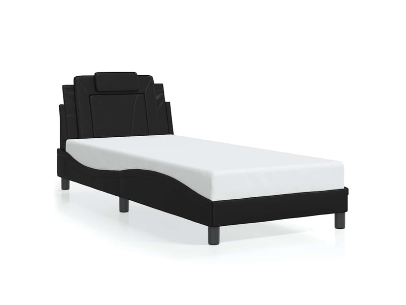  Lit simple- lit adulte -  cadre de lit viana sans matelas noir 90x190 cm similicuir  - Conforama A
