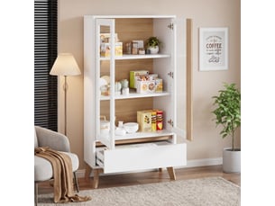 Buffet 2 porte(s) 1 tiroir(s) <strong></strong> <strong></strong> - 80 cm coloris blanc