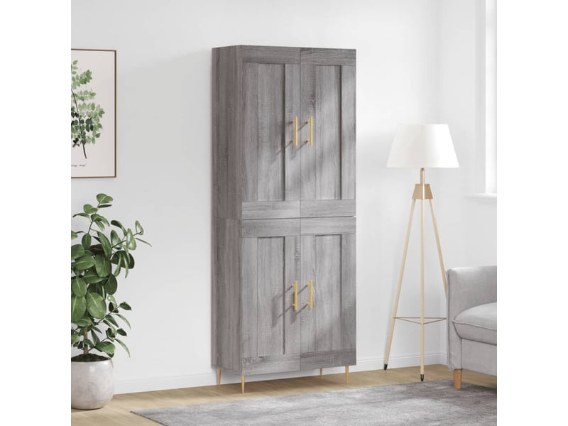  Buffet haut - bahut - meuble de rangement sonoma gris 69,5x34x180 cm bois d'ingénierie  - Conforama B