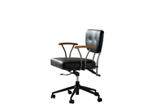 Fauteuil de bureau ergonomique 65x62x82-87 cm noir - chaise de bureau pivotante en cuir avec accoudoirs en chêne et roulettes