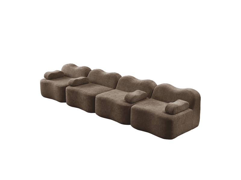 Canapé modulable, canapé 4 places – assise profonde, sans cadre, avec accoudoirs, marron, mousse haute densité - Conforama B