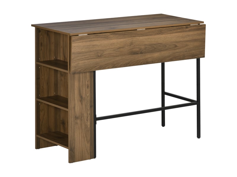  Table de bar extensible avec 3 étagères de rangement et structure en métal pour cuisinesalle à manger, 120 x 76 x 91,4 cm, marron  - Conforama A