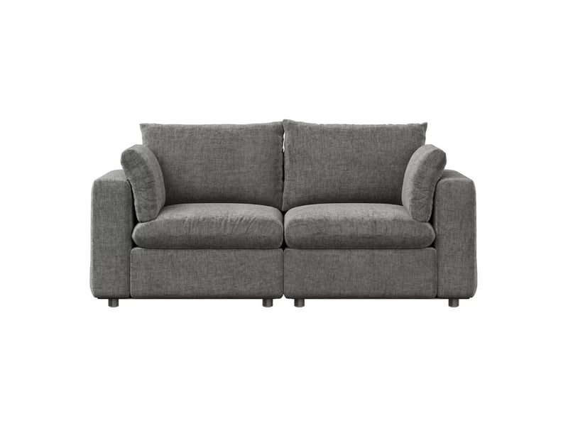  Canapé modulable 180x91x83 cm design moderne déhoussable bois métal gris  - Conforama A