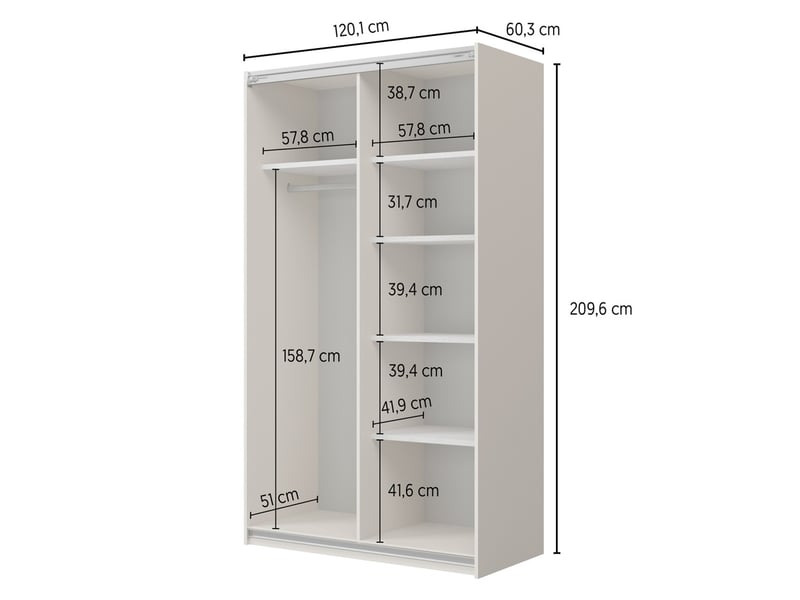  Armoire vertis 2 portes coulissantes cachemire avec fermeture silencieuse 120 cm  - Conforama D