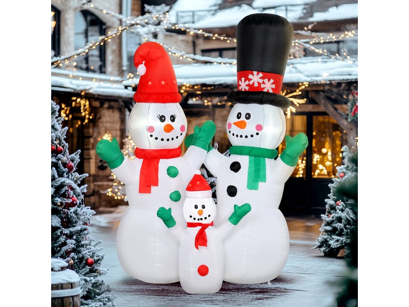  Famille de bonhommes de neige gonflables, décoration de noël de 1,8 m avec éclairage led pour une utilisation intérieure et extérieure  - Conforama C