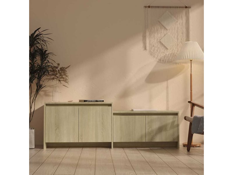  Meuble tv - banc tv - meuble de rangement chêne sonoma 146,5x35x50 cm bois d'ingénierie  - Conforama B