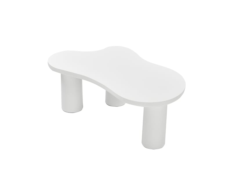  Table basse nuage irrégulière 107 x 66 x 40,5 cm en mdf et pvc blanche  - Conforama B