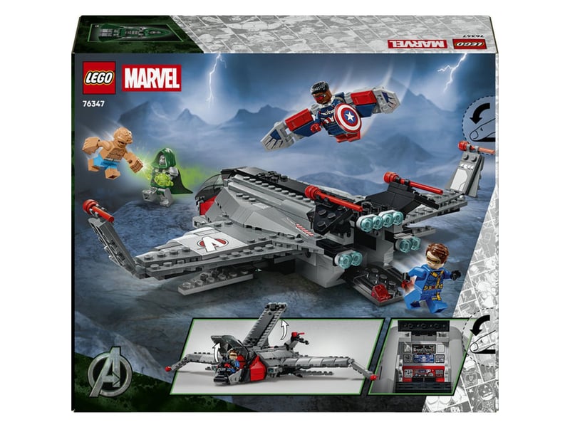  Lego marvel 76347 avengers doomsday quinjet avion avec 4 minifigures 433 pieces 76347 - Conforama D