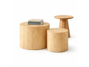 Table basse rond(e) coloris naturel ULQENI  - 48 cmx38 cm