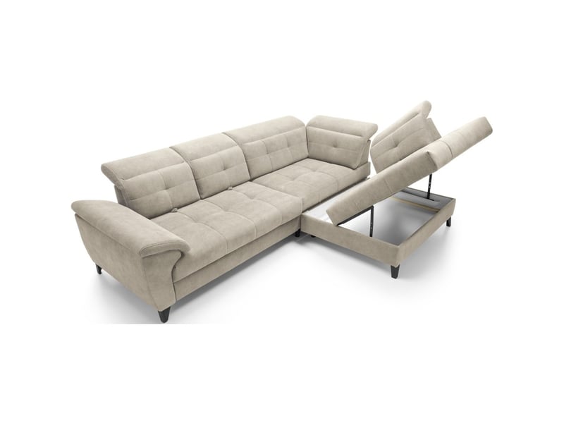  Canapé d'angle beige 5 places angle droit couchage généreux inferno  - Conforama D