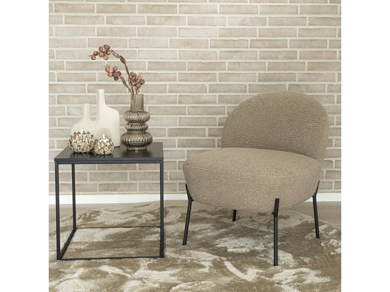 Law-fauteuil en tissu bouclé taupe  - Conforama B