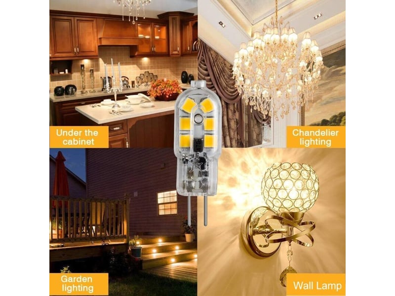  Ampoule led g4 12v, 1w equivalent 10w halogène lampe, pas de scintillement 200lm, blanc chaud 3000k, 360° angle de faisceau, non-dimmab  - Conforama E