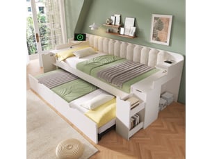 Lit banquette 90x200 cm <strong></strong> <strong>CozyNest</strong> coloris blanc