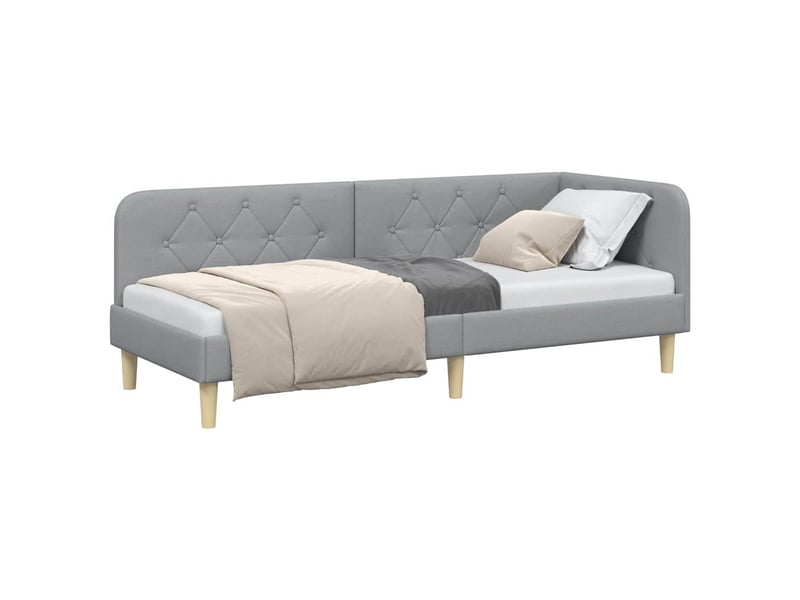  Lit simple- lit adulte -  cadre de lit d'angle gris clair 80 x 200 cm tissu  - Conforama B