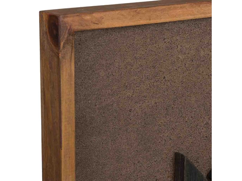  Tableau artisanal en bois recyclé relief marron et noir 62x4x62 cm h  - Conforama E