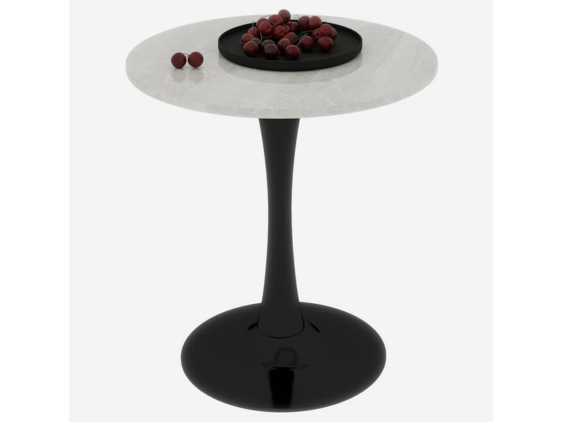  Table ronde 70 cm noire et blanche en marbre artificiel, 2 à 4 personnes  - Conforama A
