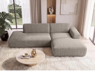 Canapé d'angle droit fixe <strong>AX LIVING </strong> <strong>Didim Duo</strong> 4 places Tissu marron