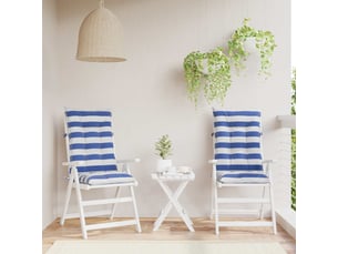 Lot de 2 coussins d'extérieur, coussins de chaise tissu bleu et blanc 120 x 50 x 7 cm cf56399