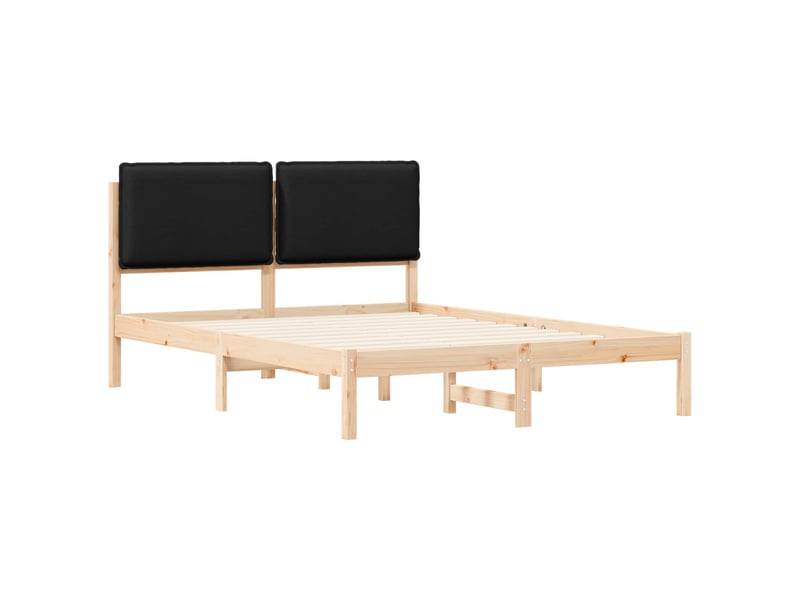 Lit double- lit adulte - cadre de lit avec tête de lit rembourrée noir 150 x 200 cm - Conforama C