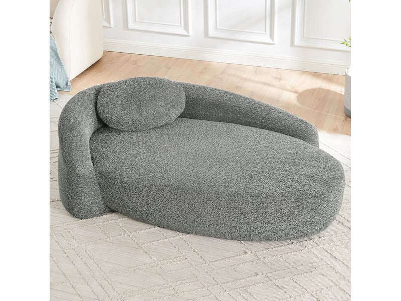  Canapé 1 place en tissu bouclette gris foncé avec coussin appuie-tête  - Conforama B