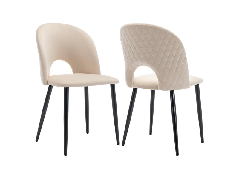  Chaise de salle à manger (2 pcs), en velours structure en métal,pieds réglables,motif diamant à l'arrière,beige chaise beige - Conforama A