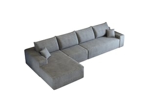 Canapé d'angle, canapé modulable, gris, assise profonde, livré monté, design moderne, 340 cm, pour salon, appartement, chambre