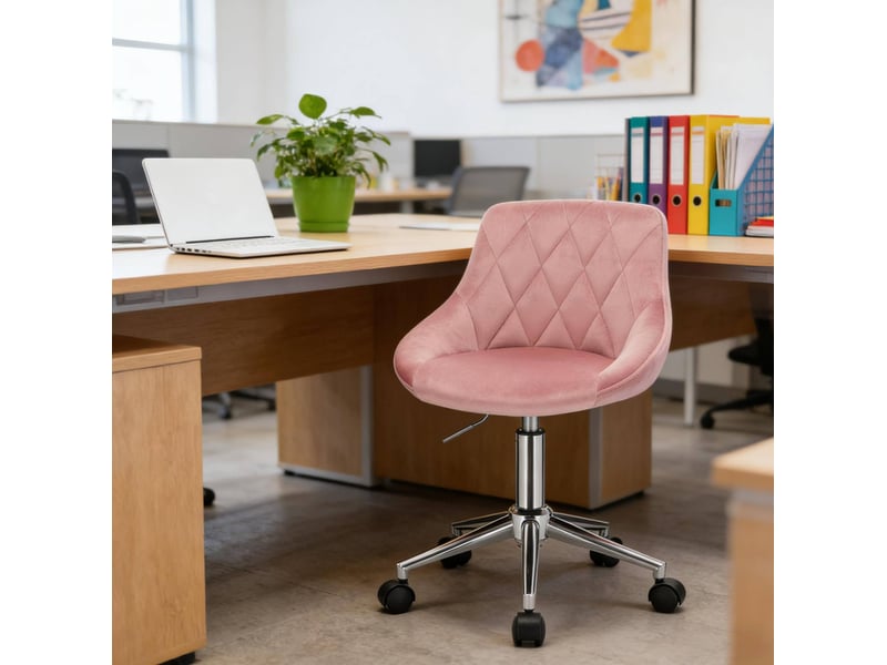  Chaise de bureau 31,5x37,5x77 cm réglable pivotante métal rose  - Conforama B