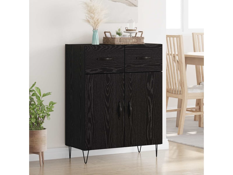  Buffet - bahut - meuble de rangement chêne noir 69,5 x 34 x 90 cm bois d'ingénierie  - Conforama B