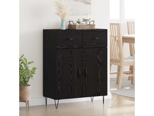 Buffet - bahut - meuble de rangement chêne noir 69,5 x 34 x 90 cm bois d'ingénierie