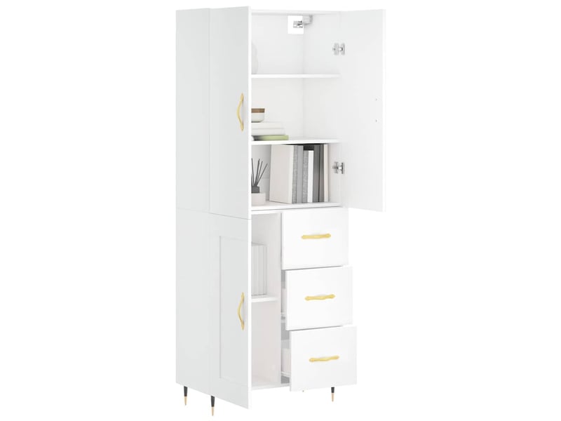 Buffet haut - bahut - meuble de rangement blanc 69,5x34x180 cm bois d'ingénierie  - Conforama C