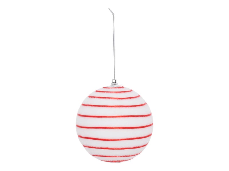  Boule de noël blanche rayée d. 100 mm  - Conforama B