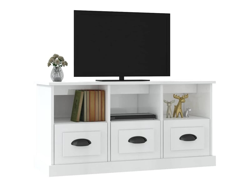  Meuble tv - banc tv - meuble de rangement blanc brillant 100x35x50 cm bois d'ingénierie  - Conforama D