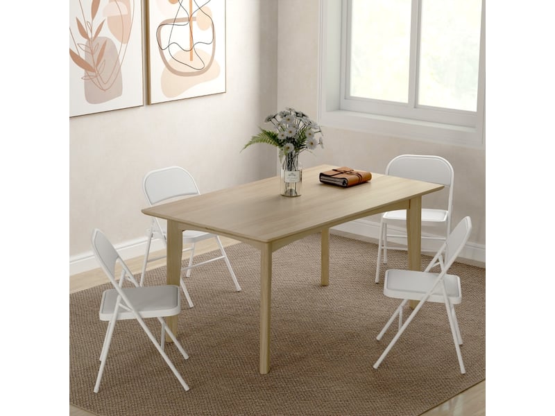  Lot de 4 chaises pliantes de bureau en simili cuir avec dossier rembourré et pieds en acier  - Conforama B