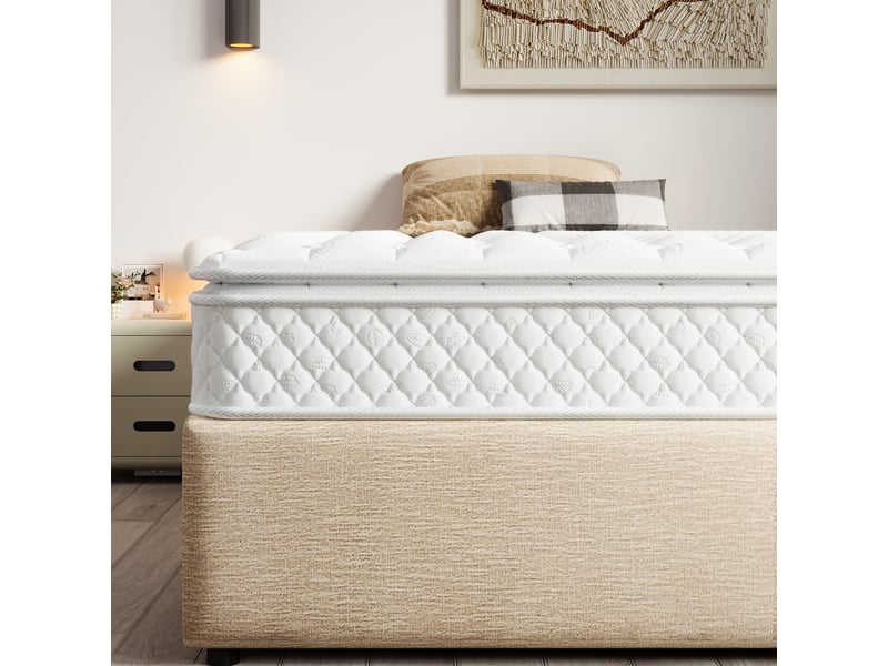  Matelas à ressorts ensachés blanc en polyester 160 x 200 cm  - Conforama D
