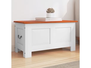 Coffre de rangement, boîte de rangement et couvercle marron et blanc bois d'acacia shl1650