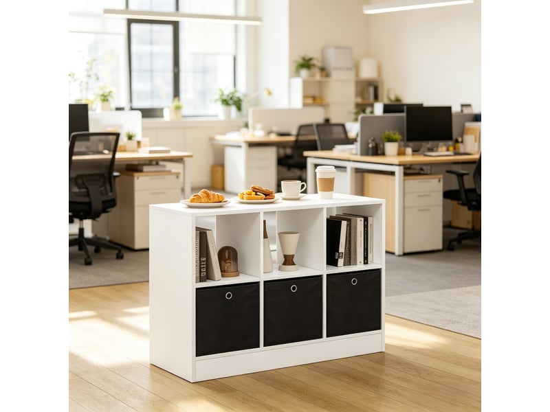  Bibliothèque cube, étagère de rangement sur pied, meuble salon et cuisine polyvalent chêne clair noir  - Conforama D