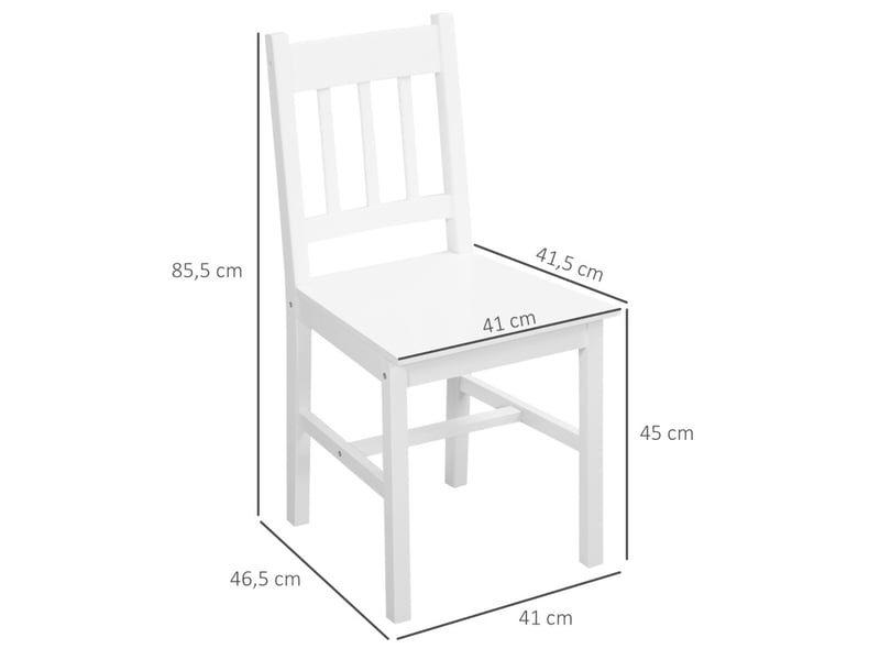  Lot de 2 chaises de salle à manger en bois 41 x 46,5 x 85,5 cm, blanches, dossier ouvert, structure stable  - Conforama C