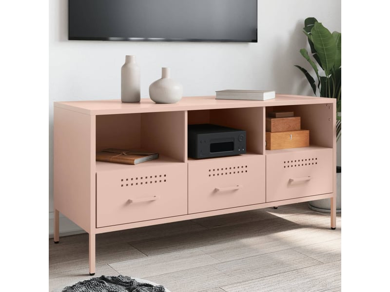  Meuble tv - banc tv - meuble de rangement rose 100,5x39x50,5 cm acier  - Conforama B