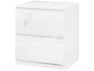 Table de chevet à 2 tiroirs, idéale pour la chambre ou le salon, 40 x 34 x 45 cm, blanc brillant