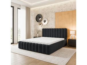Lit coffre 200x200 cm <strong>MASSENO</strong> <strong></strong> coloris noir