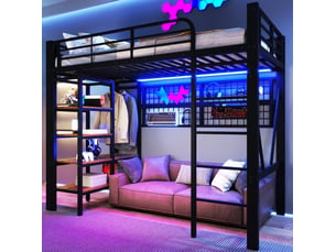Lit mezzanine 90x200 cm MEUBLIV coloris noir