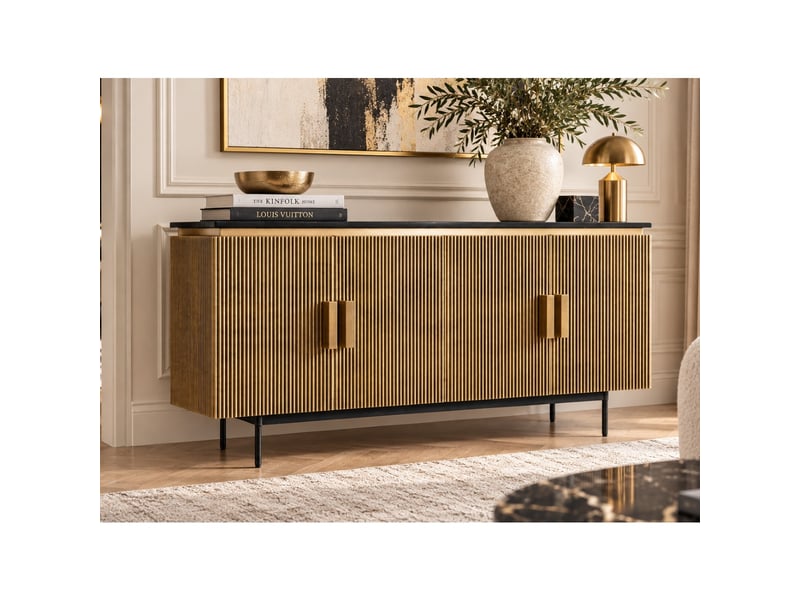 Buffet moderne doré et noir 4 portes 160 cm dorado - Conforama B