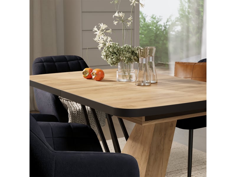  Vicco ensemble de table à manger, chêne de force doré, 120x80cm avec 4 chaises de salle à manger  - Conforama D