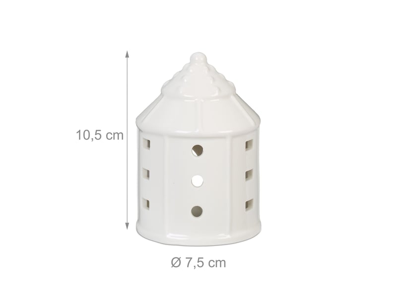  Photophore en forme de maison ambiance cosy déco intérieur 18 x 12 x 12 cm en porcelaine blanche 13_0015175  - Conforama B