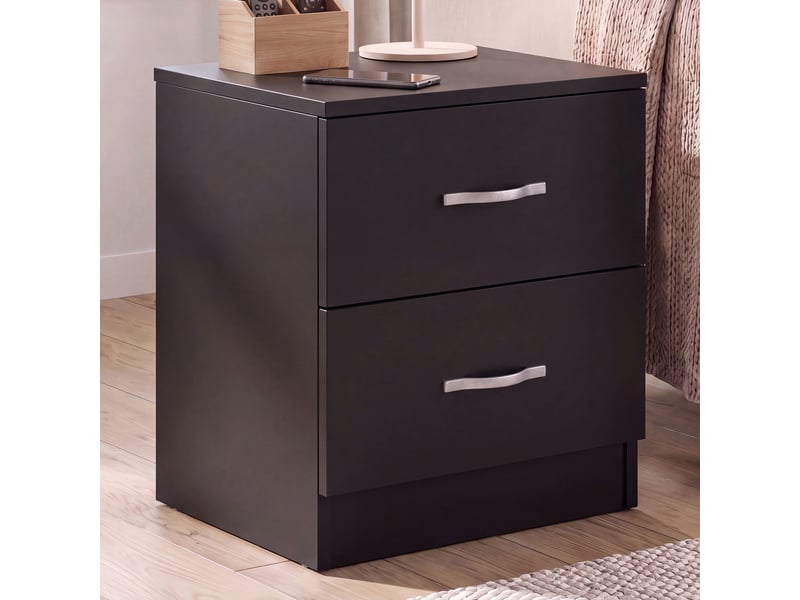 Table de chevet riano, commode de nuit, chambre, 47x40x36cm, set de 2, 2 tiroirs, noir 3332397 - Conforama C