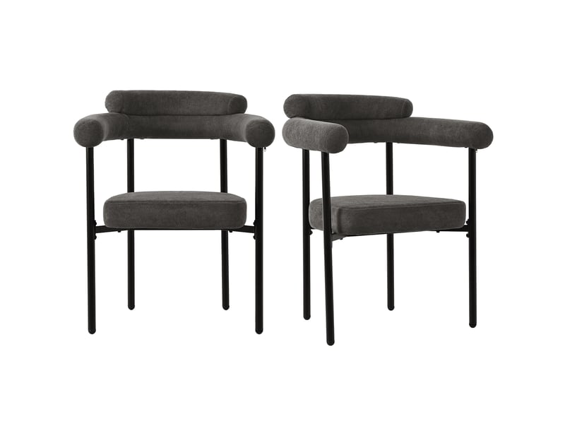  Lot de 2 chaises de salle à manger,70x62x85 cm,tissu,gris foncé  - Conforama D