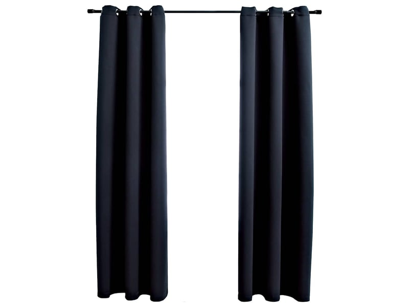  Lot de 2 rideaux occultants, rideaux black-out avec anneaux 2 pièces noir 97x213 cm tissu cf44833  - Conforama B